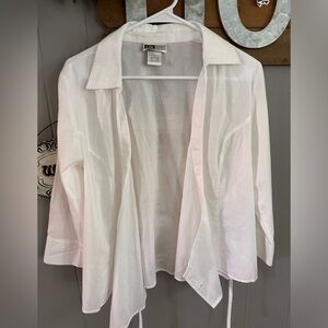I.N. Studio San Francisco White Wrap Tie Sheer Shirt